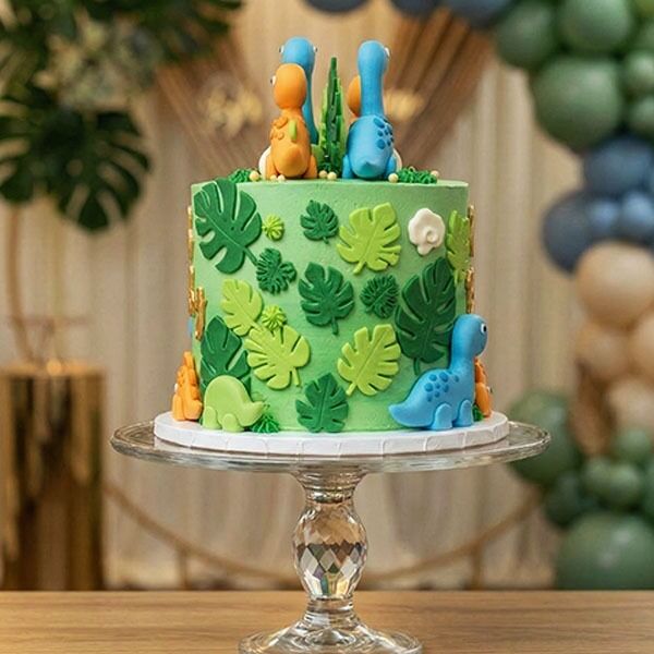 oh baby dino theme cake back view