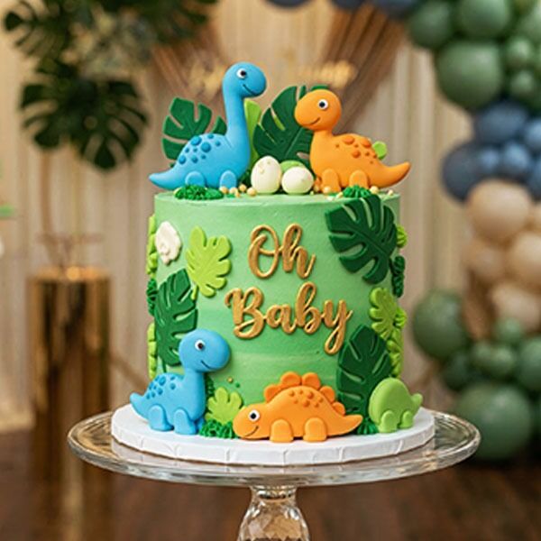 oh baby dino theme cake