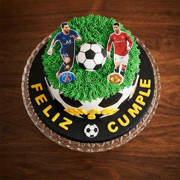 ronaldo and messi cake top view