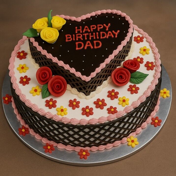 double heart shaped birthday cake for dad
