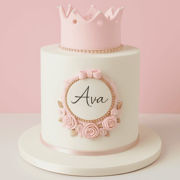 Crown Theme Princess Birthday Cake