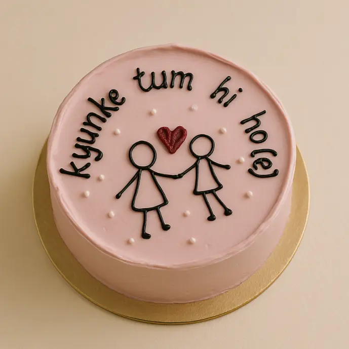 Two Souls One Cake round shape with cute design