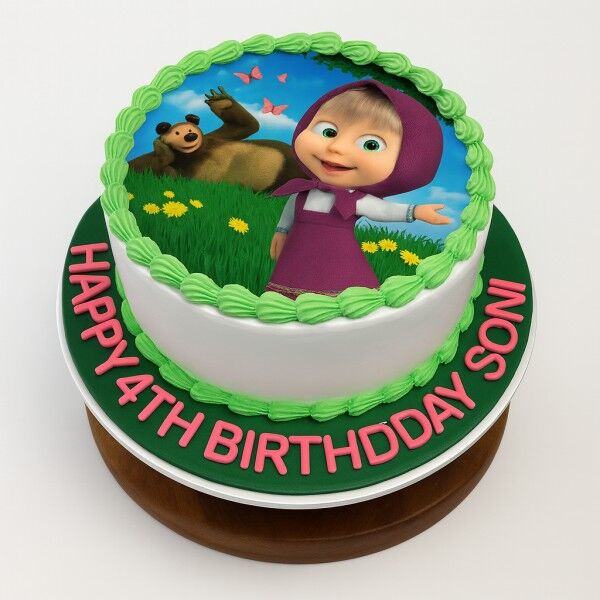 masha and bear photo print cake