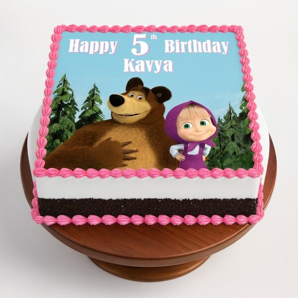masha bear cake with name