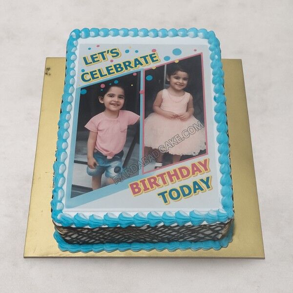 1st Birthday photo cake for baby girl