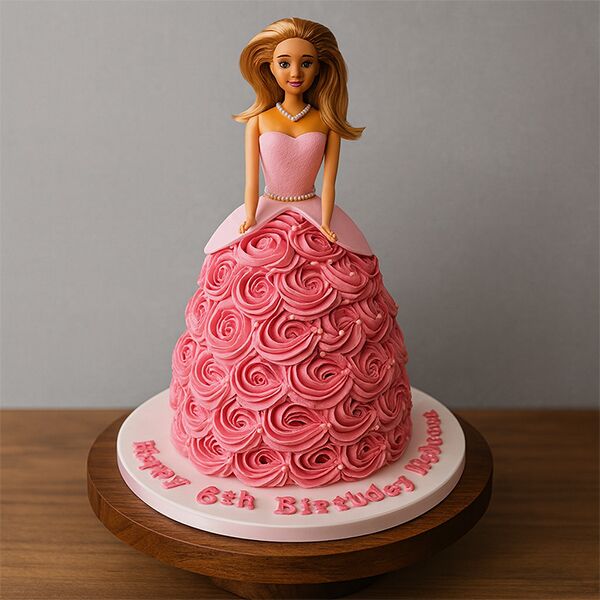 Pink Rosette Barbie Cake