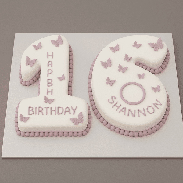 number theme 16th birthday cake