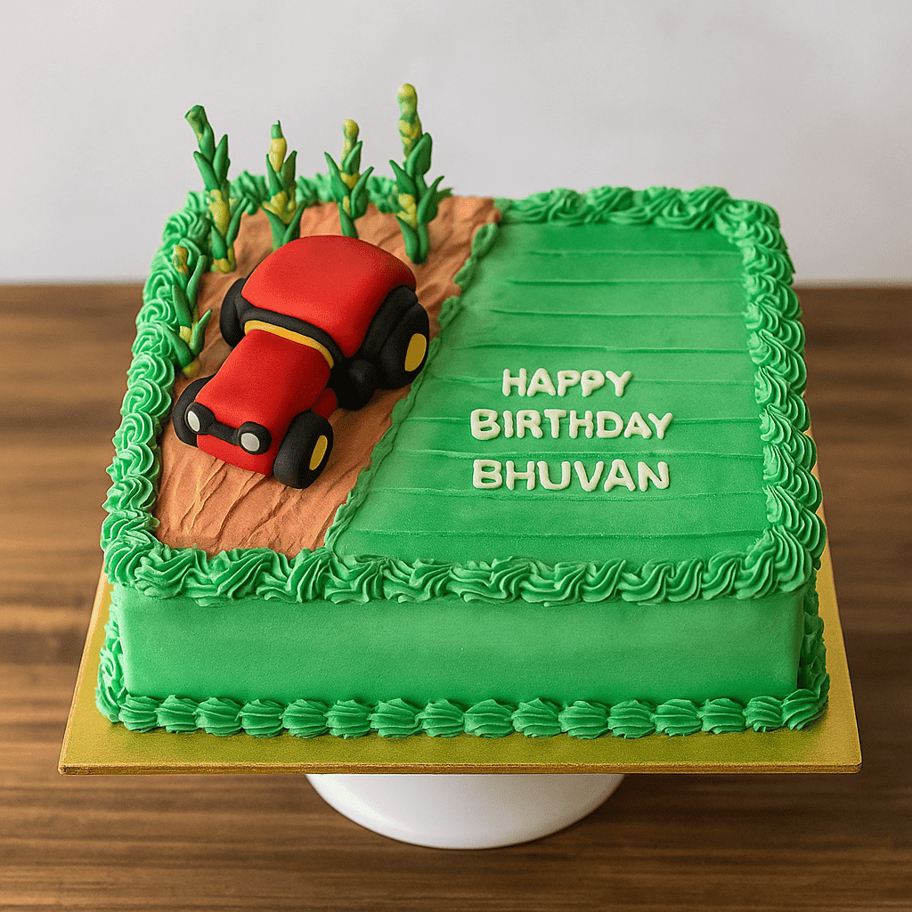 Tractor theme cake