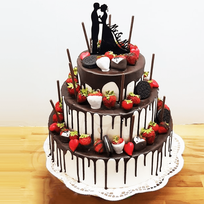3 Tier fruit engagement cake