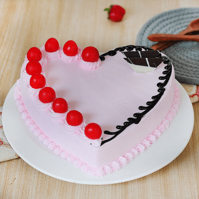 heart shaped strawberry cake