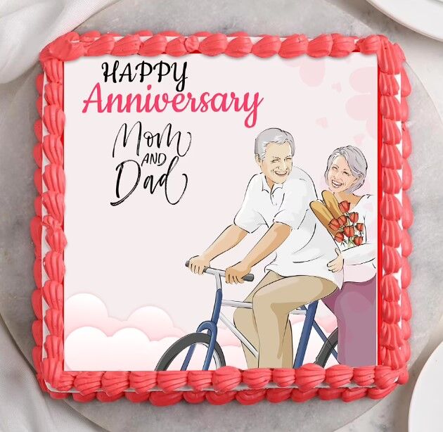 parents anniversary photo cake