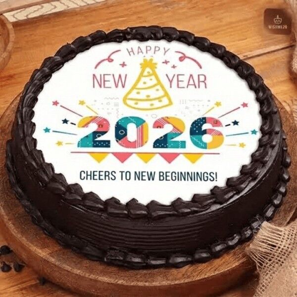 2026 chocolate photo cake for new year