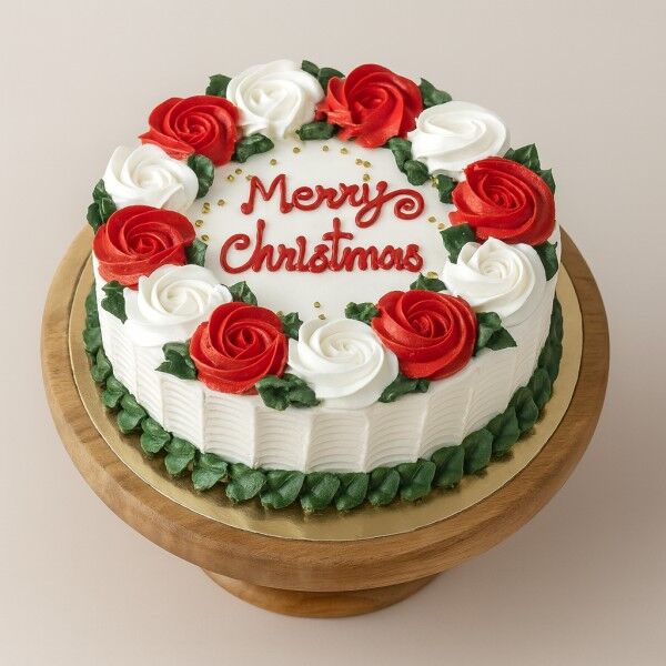 christmas floral wreath cake