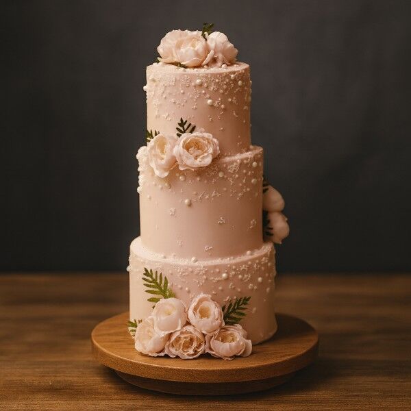Pearly Pink Wedding Cake