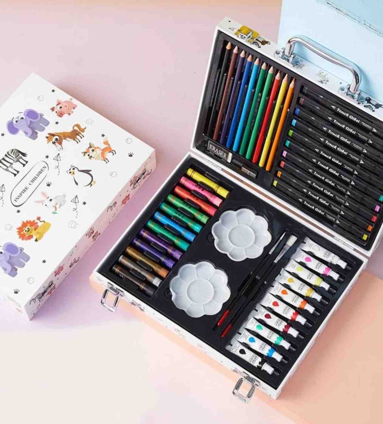 64 Pcs Kids Art Drawing Set Art and Craftmini Suitcase