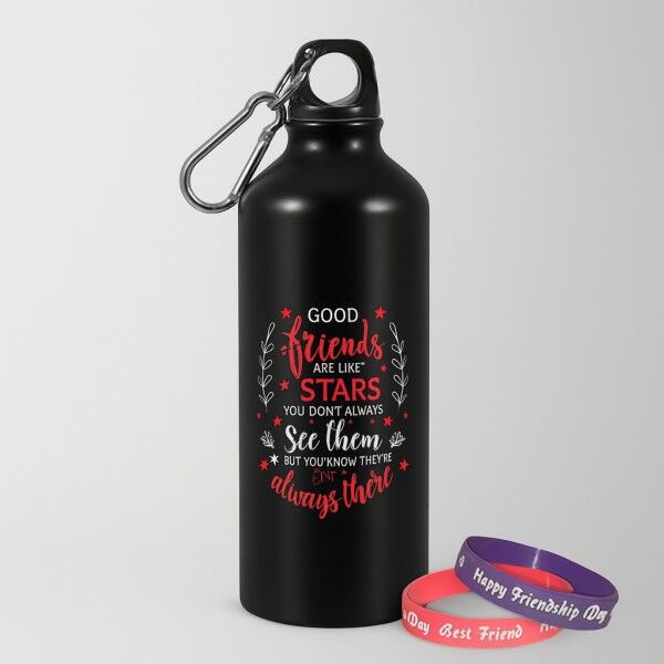 Happy Friendship Day Aluminium Sipper Bottle with Band