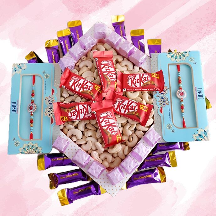 KitKat Dairy Milk Rakhi Hamper with Kaju