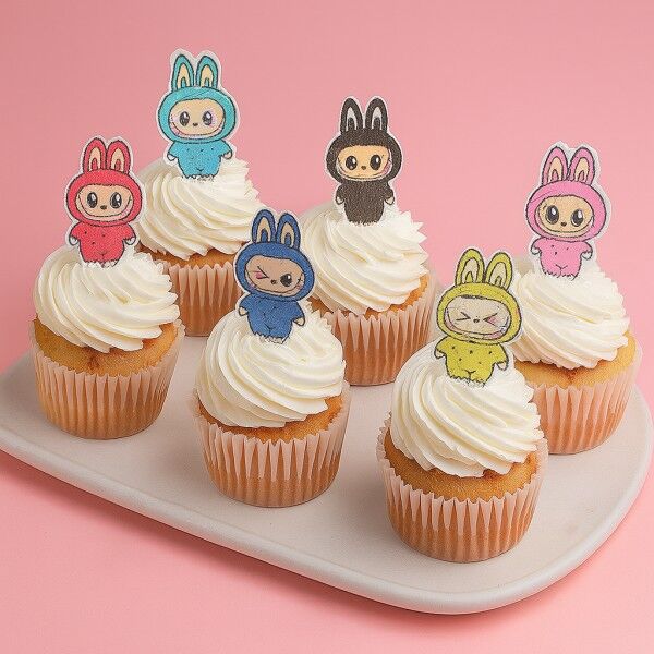 Set Of Six Adorable Labubu Cupcakes