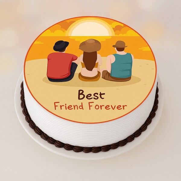 beach theme BFF cake