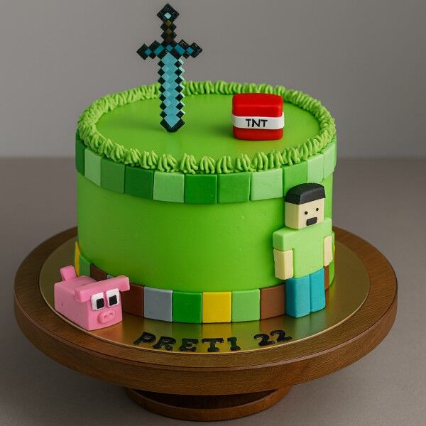 Minecraft Pig and Sword Cake