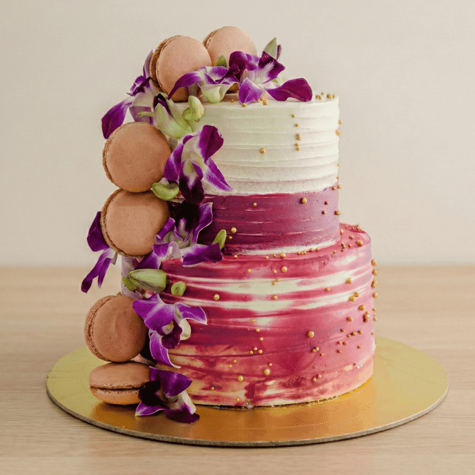 2 Tier Lily Macaron Cake