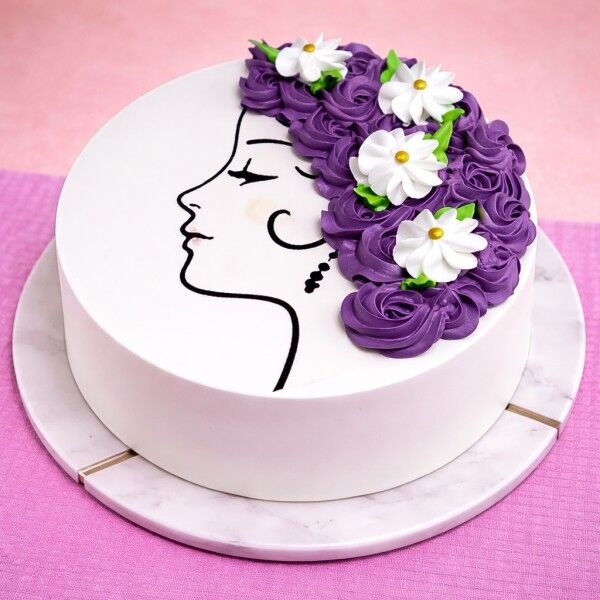 Floral Women Silhouette Cake