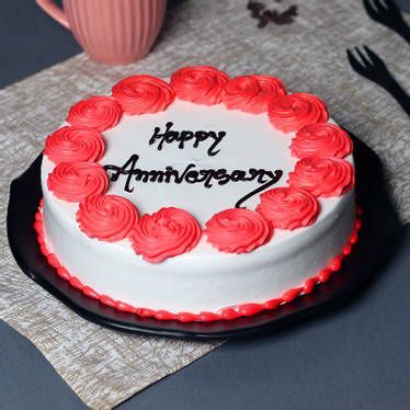 red white anniversary cake