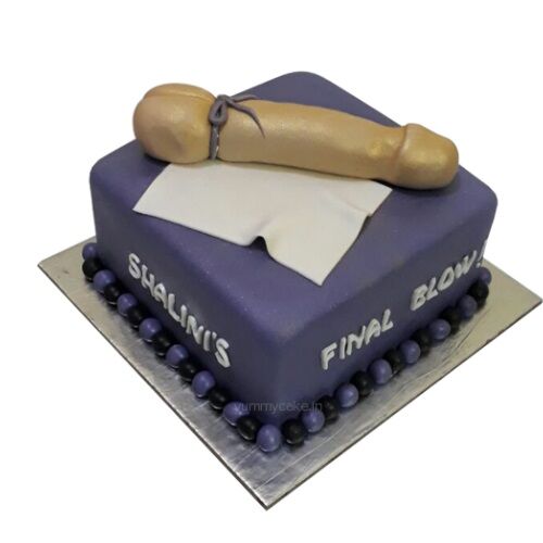 a square cake penis on the top dirty birthday cake