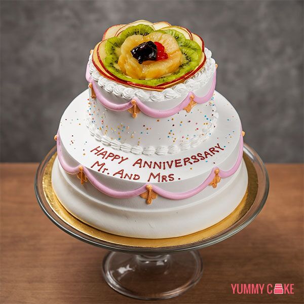 Mixed Fruit 50th Wedding Anniversary Cake