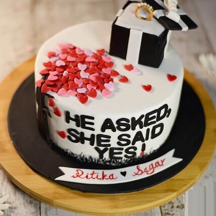 tiny hearts engagement cake