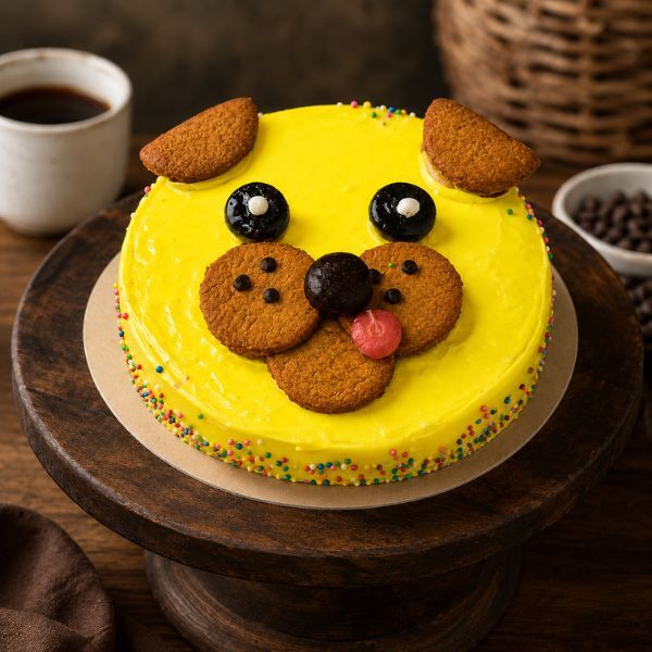 cookie face dog cake