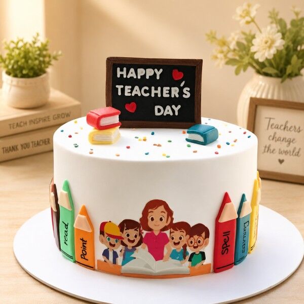 teachers day theme cake