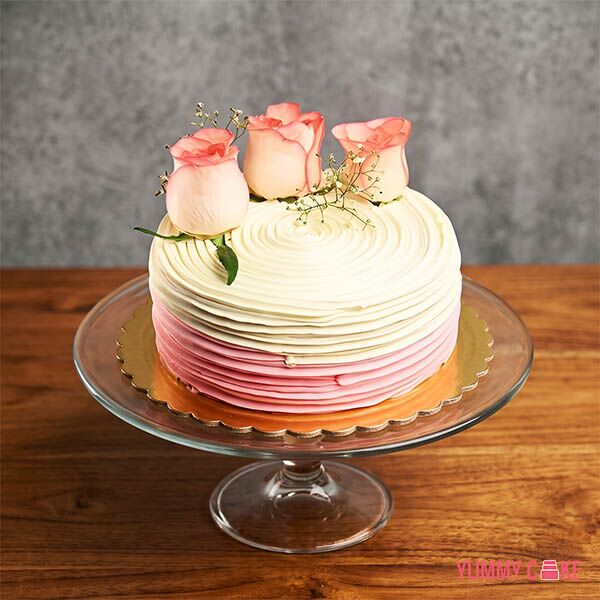 Pink Rose Anniversary Cake