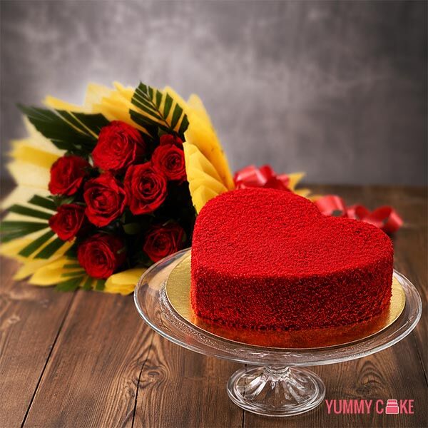 Red Velvet Cake with Flowers