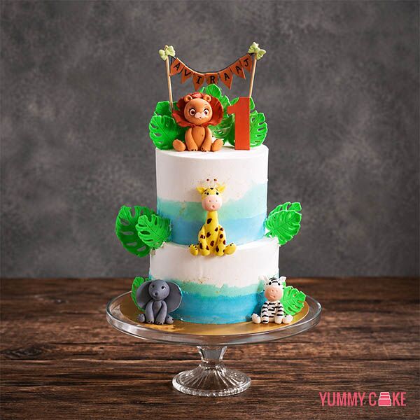 2 Tier Jungle Theme Cake