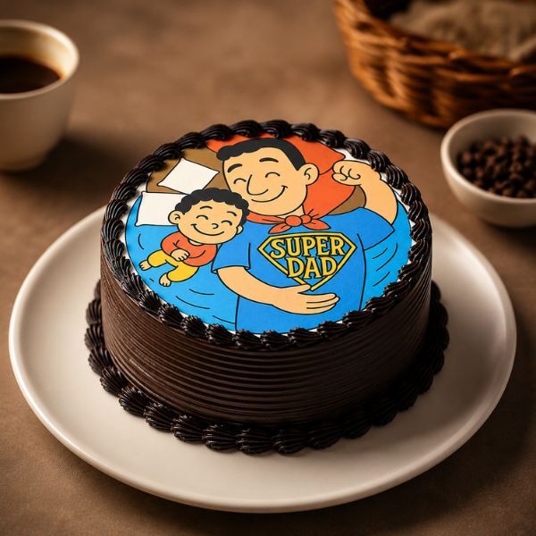 Super Dad and Son Photo Cake for Father's Day