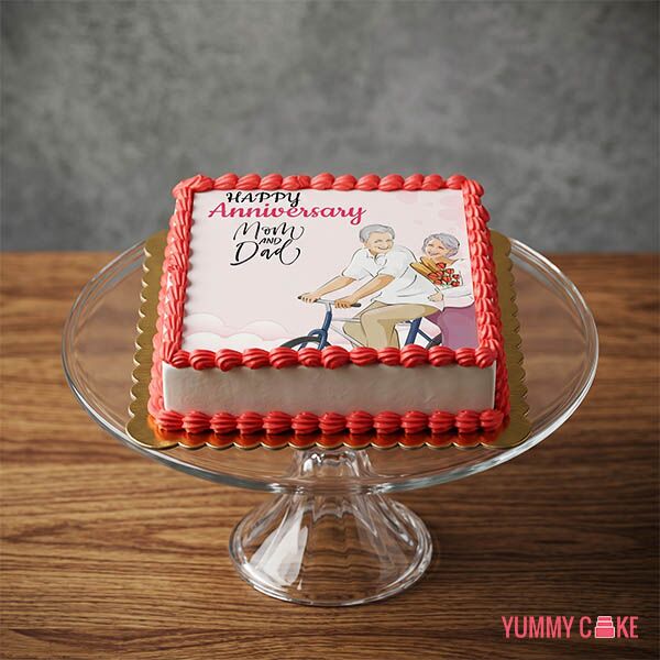 Parents Anniversary Photo Cake