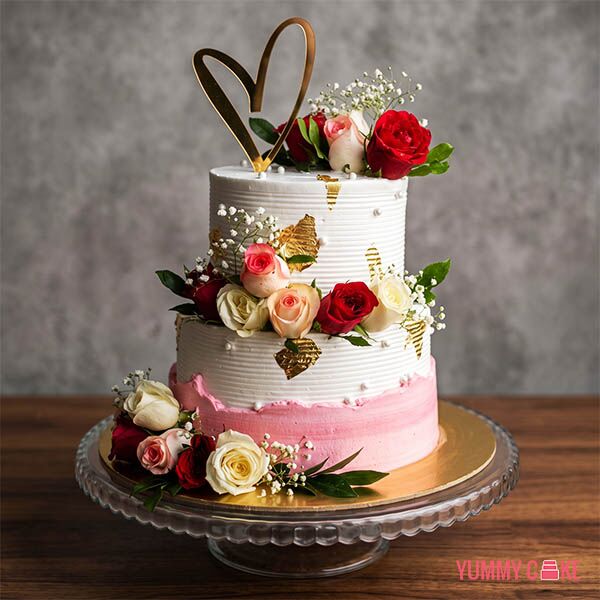 Pink and White 2 Tier Cake