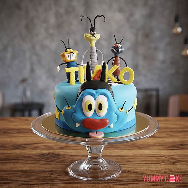 Oggy and the Cockroaches Theme Cake