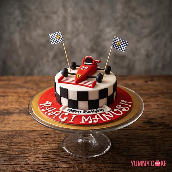 Formula One Race Car Theme Cake