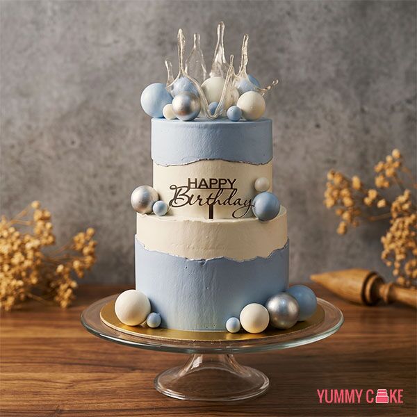 Blue Crown Ball Birthday Cake