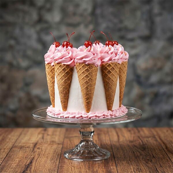 cherry cone ice cream cake side view