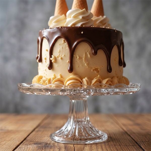 chocolate drip cone ice cream cake front view