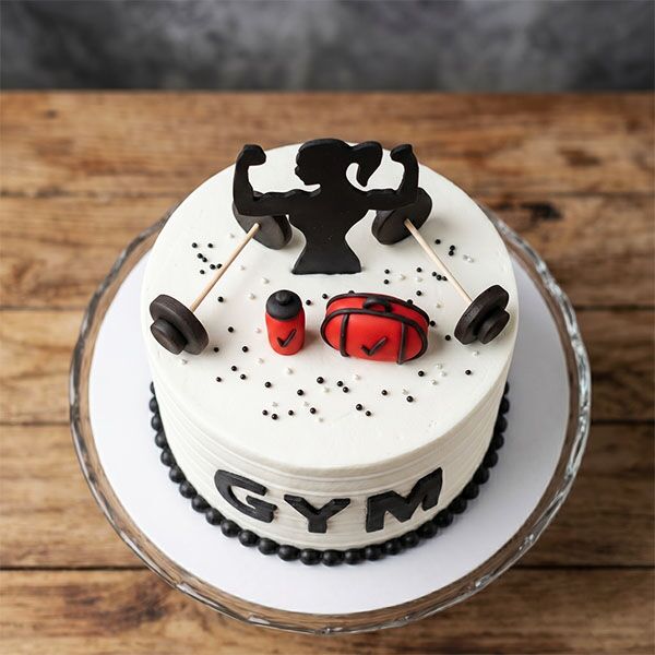 fitness power theme cake top view