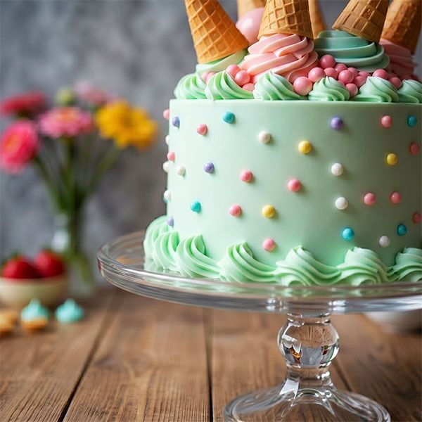 mint cone sprinkle ice cream cake side view