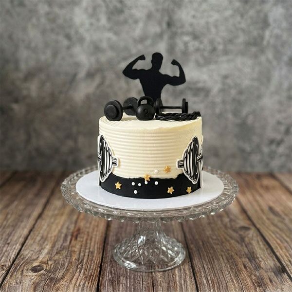 muscle fitness theme cake front view
