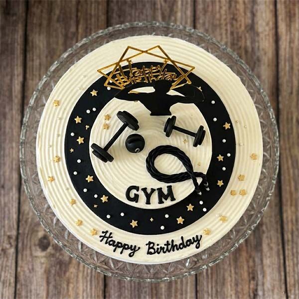 muscle fitness theme cake top view