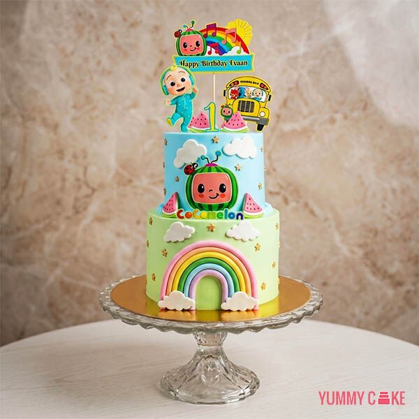 Two Tier Cocomelon Rainbow Cake