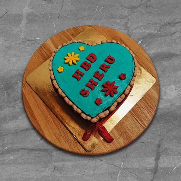 heart shaped floral bone delight cake