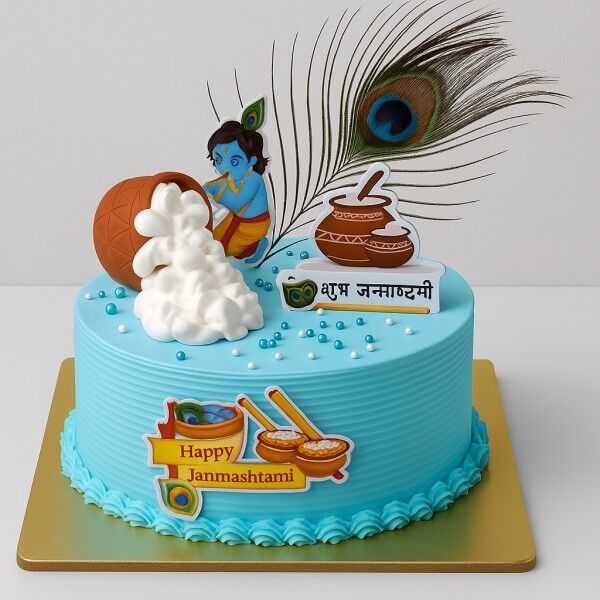Little Krishna Cake with Topper for Janmashtami